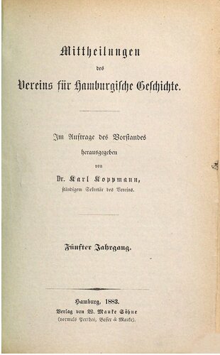 Mitteilungen des Vereins für Hamburgische Geschichte