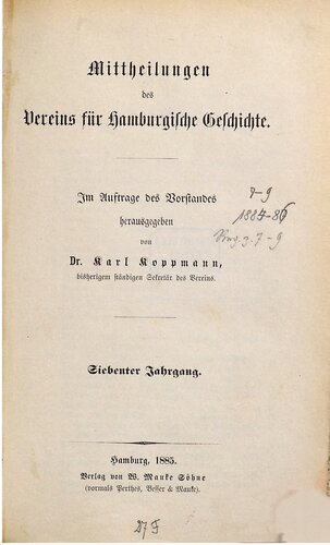 Mitteilungen des Vereins für Hamburgische Geschichte