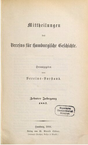 Mitteilungen des Vereins für Hamburgische Geschichte