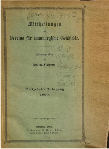 Mitteilungen des Vereins für Hamburgische Geschichte