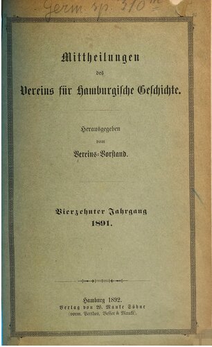 Mitteilungen des Vereins für Hamburgische Geschichte