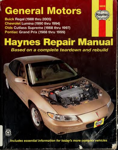 Haynes General Motors Buick Regal, Lumina, Olds Cutlass Automotive Workshop Manual