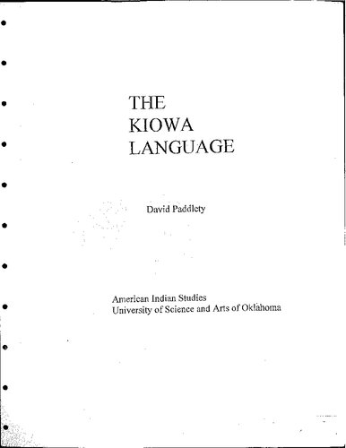 The Kiowa Language