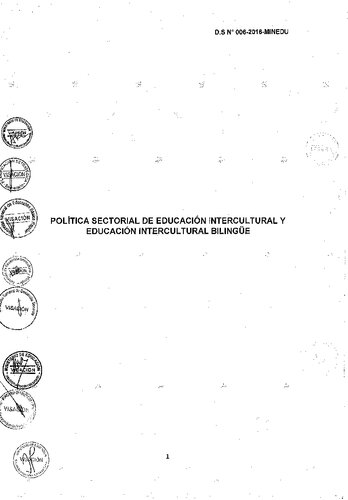 Política sectorial de educación intercultural y educación intercultural bilingüe (EIB)