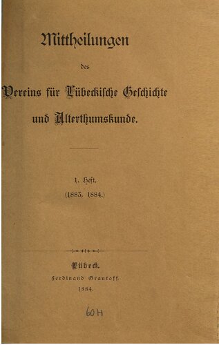 Mitteilungen des Verens für Lübeckische Geschichte und Altertumskunde