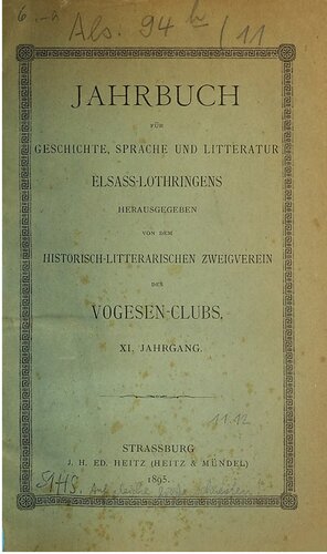 Jahrbuch für Geschichte, Sprache und Literatur Elsass-Lothringens