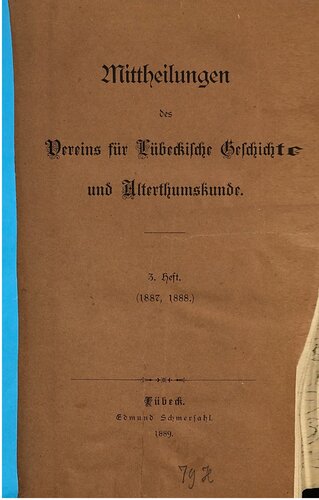 Mitteilungen des Verens für Lübeckische Geschichte und Altertumskunde