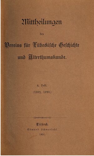 Mitteilungen des Verens für Lübeckische Geschichte und Altertumskunde