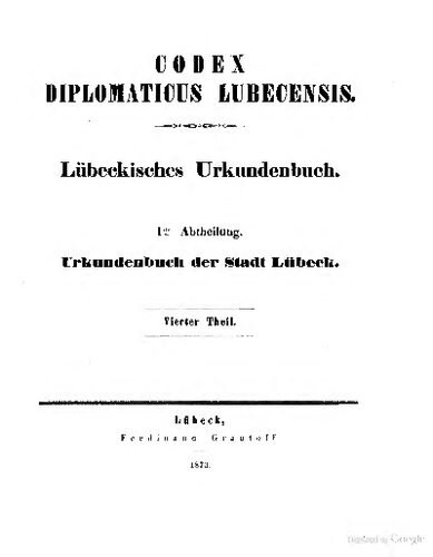 Urkundenbuch der Stadt Lübeck