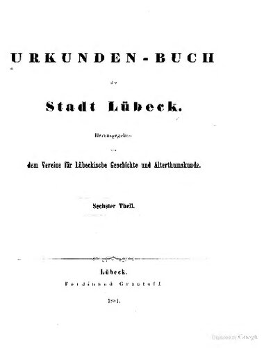 Urkundenbuch der Stadt Lübeck