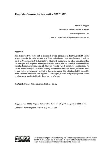 The origin of rap practice in Argentine (1982-1992)