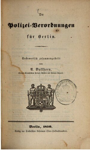 Die Polizei-Verordnungen für Berlin
