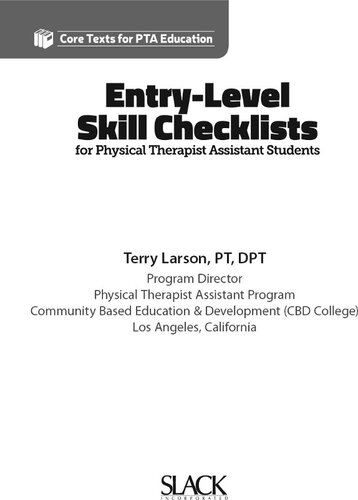 Entry-Level Skill Checklists for Physical Therapist Assistant Students