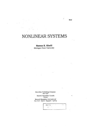 Nonlinear Systems 1st ed