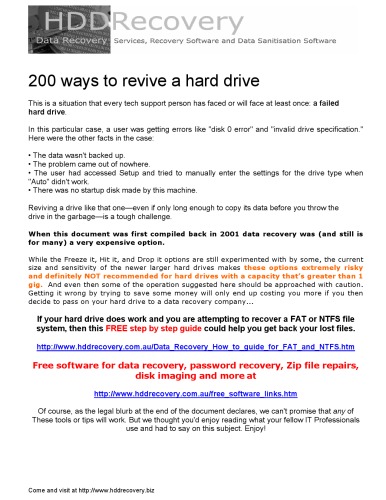 200 ways to revive a hard drive