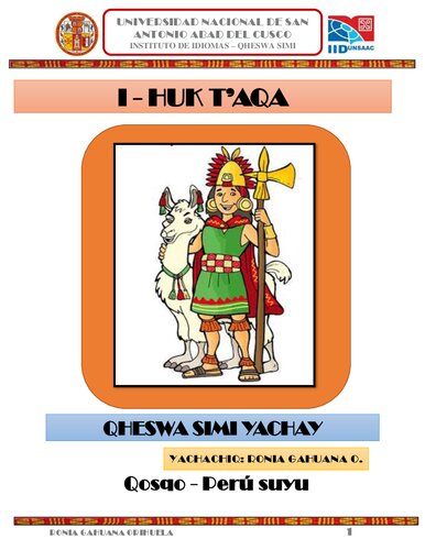 Qheswa simi yachay. I - Huk T'aqa