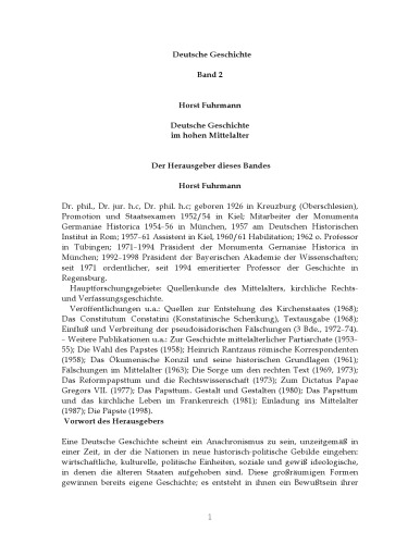 Deutsche Geschichte, Bd.2 - Deutsche Geschichte im hohen Mittelalter: Von der Mitte des 11. bis zum Ende des 12. Jahrhunderts