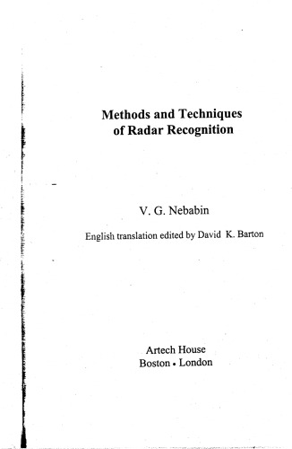 Methods and Techniques of Radar Recognition (Artech House Radar Library)