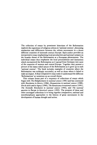 The Reformation in National Context