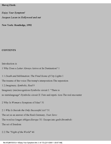 Enjoy Your Symptom!: Jacques Lacan in Hollywood and Out