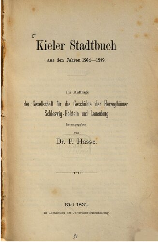 Kieler Stadtbuch aus den Jahren 1264 - 1289