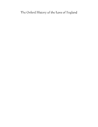 The Oxford history of the laws of England, Vol. 6