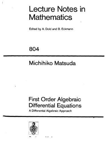First order algebraic differential equations: A differential algebraic approach