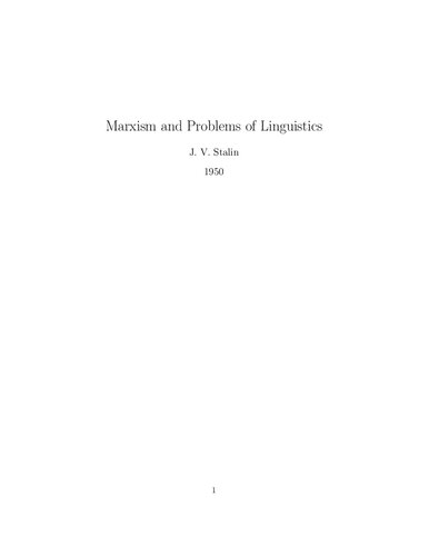 Marxism and Problems of Linguistics