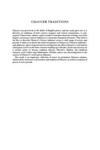 Chaucer Traditions: Studies in Honour of Derek Brewer