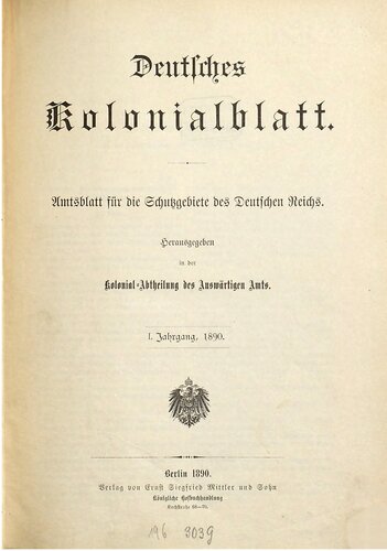 Deutsches Kolonialblatt. Amtsblatt für die Schutzgebiete des Deutschen Reichs