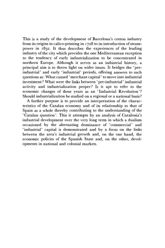 A Distinctive Industrialization: Cotton in Barcelona 1728-1832