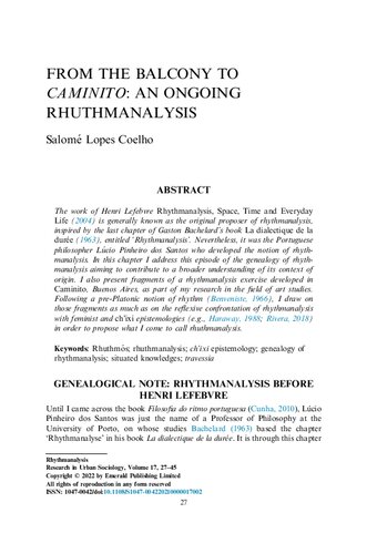 From the balcony to Caminito: an ongoing rhuthmanalysis