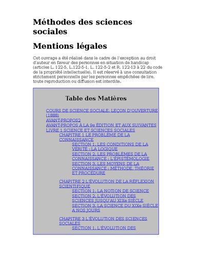 Méthodes des sciences sociales