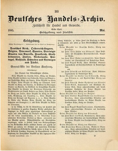 General-Akte der Berliner Konferenz (1885) / Protokolle der Berliner Konferenz