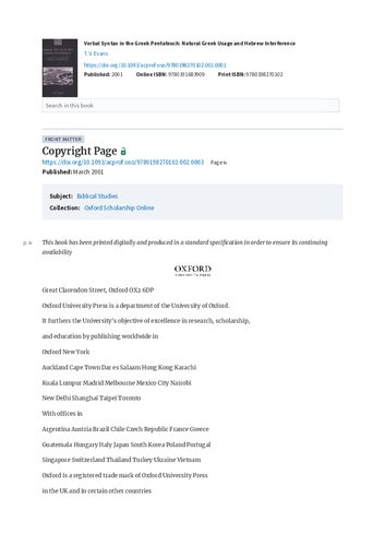 Verbal Syntax in the Greek Pentateuch: Natural Greek Usage and Hebrew Interference