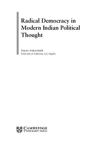 Radical Democracy in Modern Indian Political Thought