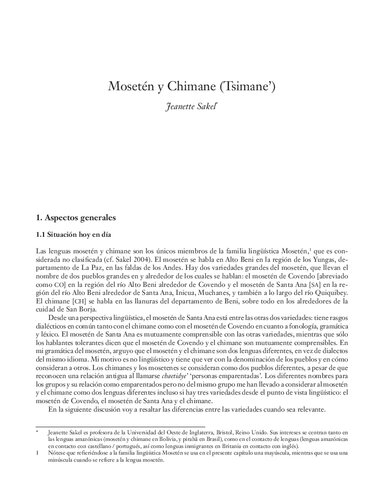 Mosetén y chimane (tsimane’, familia Mosetén)