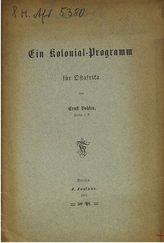 Ein Kolonial-Programm für Ost-Afrika