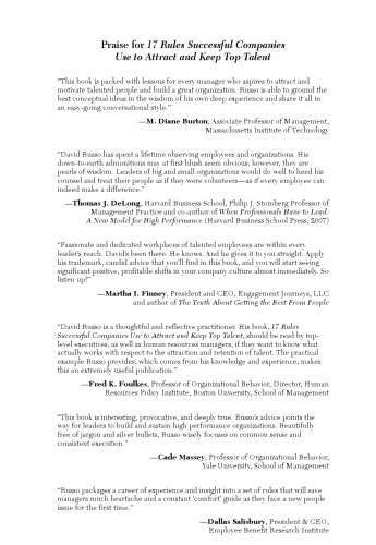 17 Rules Successful Companies Use to Attract and Keep Top Talent: Why Engaged Employees Are Your Greatest Sustainable Advantage