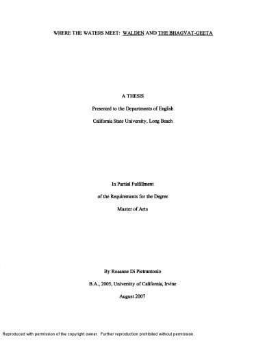 Where the Waters Meet: Walden and the Bhagvat geeta