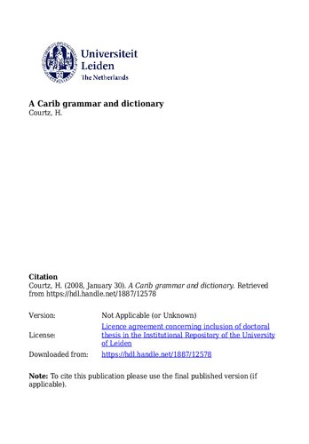 A Carib grammar and dictionary