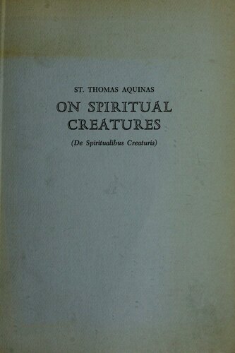 On Spiritual Creatures