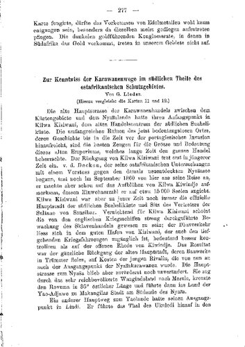 Zur Kenntnis der Karawanenwege im südlichen Teile des ostafrikanischen Schutzgebiets