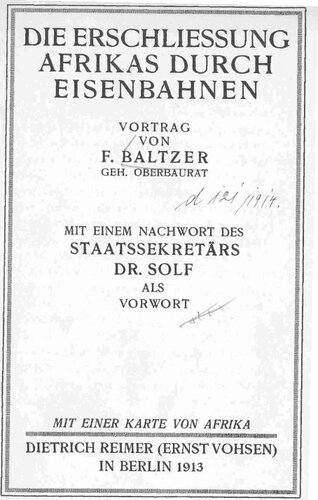 Die Erschließung Afrikas durch Eisenbahnen