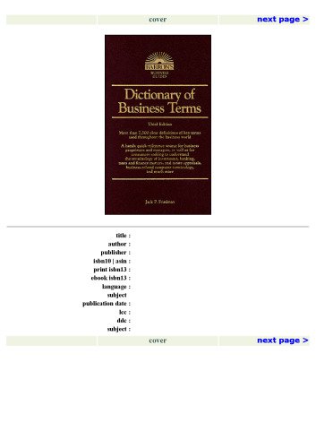 Dictionary of Business Terms (Barron's Business Guides)