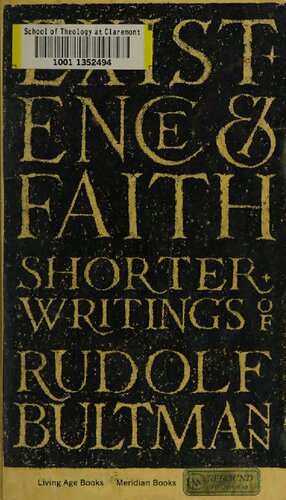Existence and Faith, Shorter Writings of Rudolf Bultmann