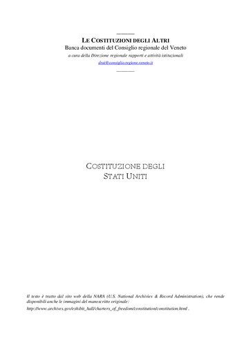 The Constitution of the United States of America/Costituzione degli Stati Uniti d'America