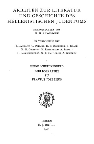 Bibliographie zu Flavius Josephus   Arbeiten zur Literatur und Geschichte des Hellenistischen Judentums, I