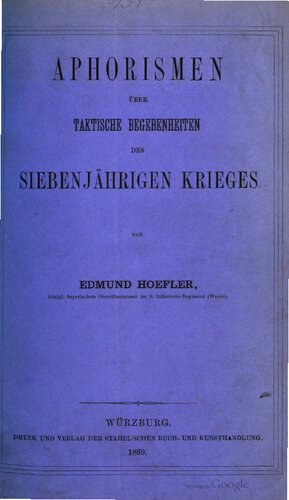 Aphorismen über taktische Begebenheiten des Siebenjährigen Krieges