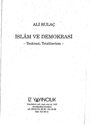islam ve demokrasi : teokrasi, totaliterizm